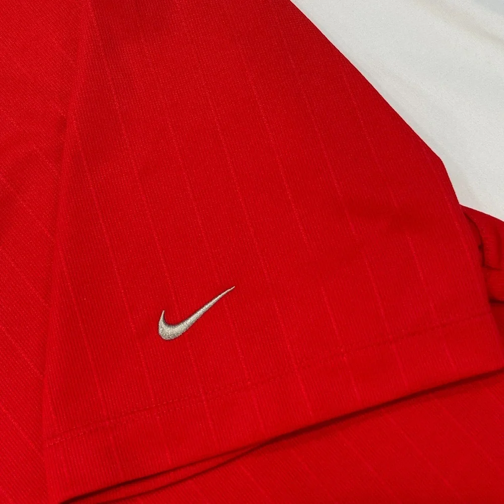 Nike Golf Polo Shirt Mens Large Red Dri-FIT Tonal Stripe Short Sleeve 244620-625